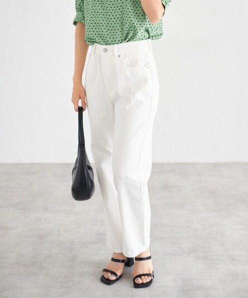 tocco closet(トッコ クローゼット)の「【ZOZO限定】ハイウエストストレートパンツ(デニムパンツ・レディース・オフホワイト/グレー/ネイビー/ブルー・M)」の8枚目の写真