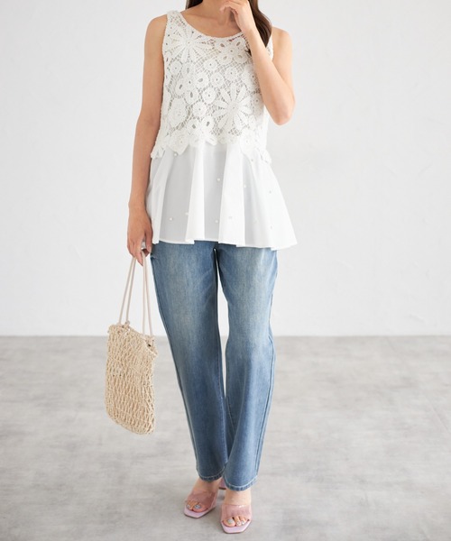 tocco closet(トッコ クローゼット)の「【ZOZO限定】ハイウエストストレートパンツ(デニムパンツ・レディース・オフホワイト/グレー/ネイビー/ブルー・M)」の15枚目の写真