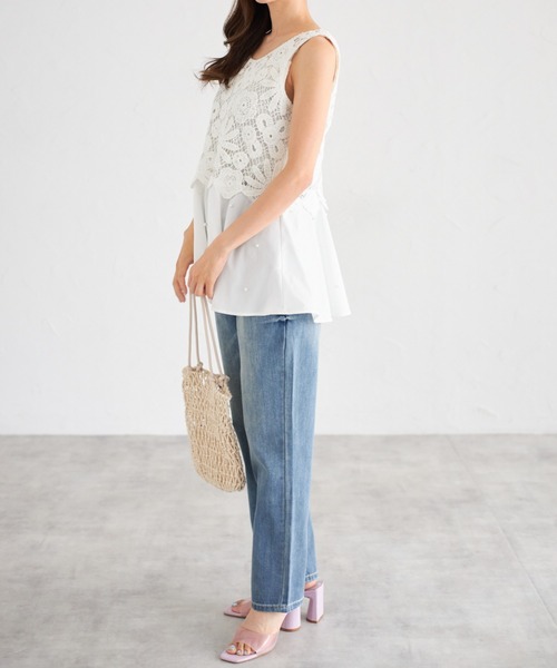 tocco closet(トッコ クローゼット)の「【ZOZO限定】ハイウエストストレートパンツ(デニムパンツ・レディース・オフホワイト/グレー/ネイビー/ブルー・M)」の16枚目の写真