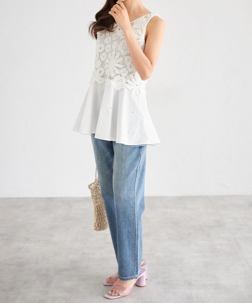 tocco closet(トッコ クローゼット)の「【ZOZO限定】ハイウエストストレートパンツ(デニムパンツ・レディース・オフホワイト/グレー/ネイビー/ブルー・M)」の17枚目の写真