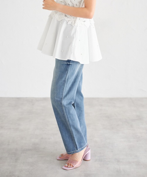 tocco closet(トッコ クローゼット)の「【ZOZO限定】ハイウエストストレートパンツ(デニムパンツ・レディース・オフホワイト/グレー/ネイビー/ブルー・M)」の11枚目の写真