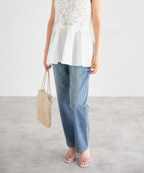 tocco closet(トッコ クローゼット)の「【ZOZO限定】ハイウエストストレートパンツ(デニムパンツ・レディース・オフホワイト/グレー/ネイビー/ブルー・M)」の13枚目の写真