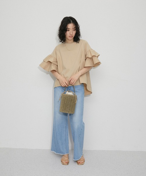 ADAM ET ROPE'（アダムエロペ）の「軽量雑材バケツバッグ（ハンドバッグ・レディース・カーキ/ブラック・FREE）」の3枚目の写真