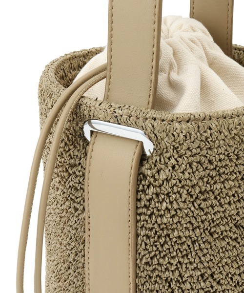 ADAM ET ROPE'（アダムエロペ）の「軽量雑材バケツバッグ（ハンドバッグ・レディース・カーキ/ブラック・FREE）」の8枚目の写真