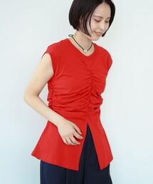 Ray BEAMS | Ray BEAMS / ギャザー フロント ノースリーブ カットソー(Tシャツ/カットソー)