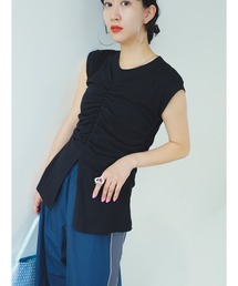 Ray BEAMS | Ray BEAMS / ギャザー フロント ノースリーブ カットソー(Tシャツ/カットソー)