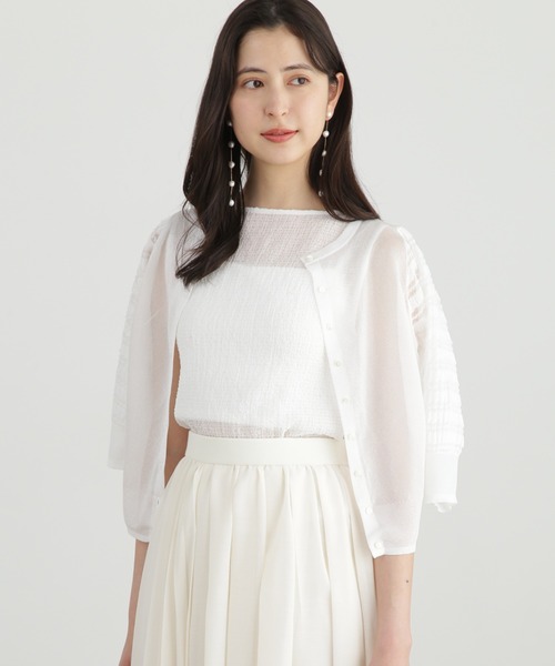 JILL STUART（ジルスチュアート）の「◆シアースリーブニットカーディガン（カーディガン/ボレロ・レディース・ブラック/ブルー/ホワイト・FREE）」の2枚目の写真