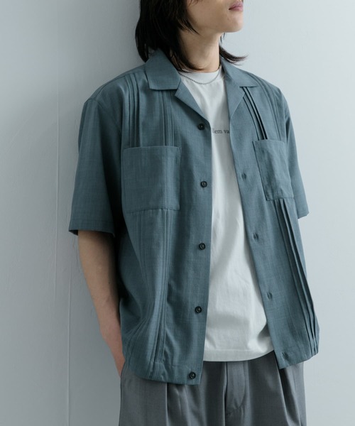 SENSE OF PLACE by URBAN RESEARCH(センスオブプレイスバイアーバンリサーチ)の「『セットアップ対応』 『UR TECH DRYLUXE』リネンライクキューバシャツ(シャツ/ブラウス・メンズ・ブラウン/ブラック/ブルー・MEDIUM/LARGE)」の22枚目の写真