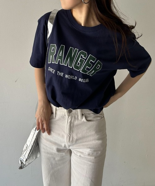 VitaFelice(ヴィータフェリーチェ)の「英字ロゴビッグTシャツ(Tシャツ/カットソー・レディース・ホワイト/ネイビー/グレー・FREE)」の4枚目の写真