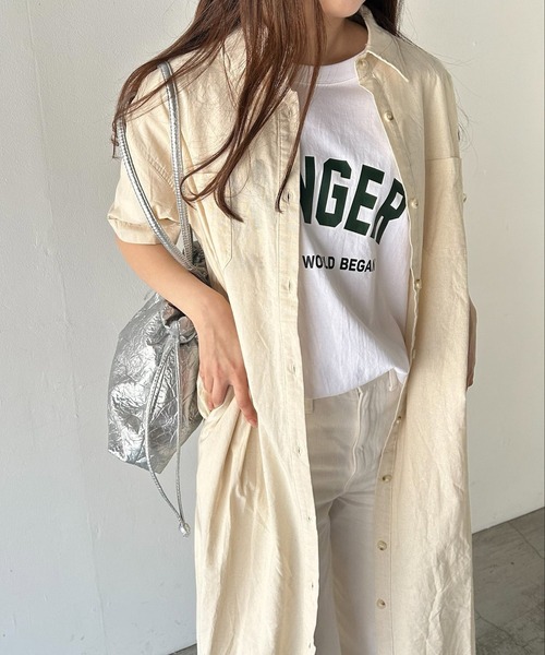 VitaFelice(ヴィータフェリーチェ)の「英字ロゴビッグTシャツ(Tシャツ/カットソー・レディース・ホワイト/ネイビー/グレー・FREE)」の13枚目の写真