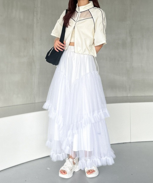 Heather（ヘザー）の「パイピングレースブルゾン（半袖）　129906（ブルゾン・レディース・アイボリー/ブラック・FREE）」の6枚目の写真