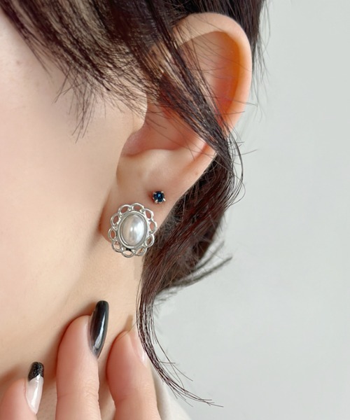 Chang Mee すみれ パール ピアス /箱 、 保存袋付き Chang Mee すみれ パール ピアス /箱 、 保存袋付き Chang Mee すみれ