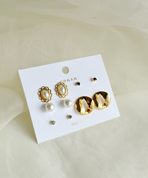 sowang(ソワン)の「【5set】レトロパールピアスセット-retoro pearl pierce set-(ピアス(両耳用)・レディース・シルバー/ゴールド・FREE)」の3枚目の写真