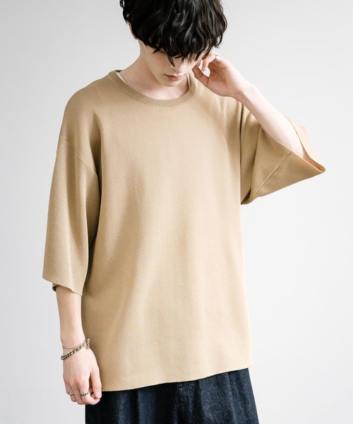 接触冷感オーバーサイズ5分袖クルーネックサマーニット（ニット/セーター）｜Rocky Monroe（ロッキーモンロー）