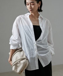 SALON adam et rope' | コットンワッシャーローンオーバーシャツ　無地/チェック(シャツ/ブラウス)