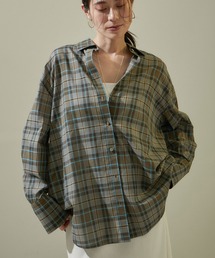 SALON adam et rope' | コットンワッシャーローンオーバーシャツ　無地/チェック(シャツ/ブラウス)