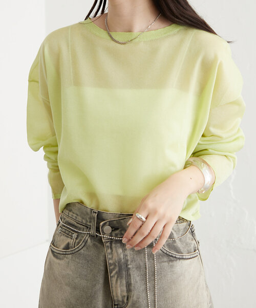 mystic（ミスティック）の「newシアーニットプルオーバー（ニット/セーター・レディース・レッド/ブルー/グリーン/アイボリー・FREE）」の16枚目の写真