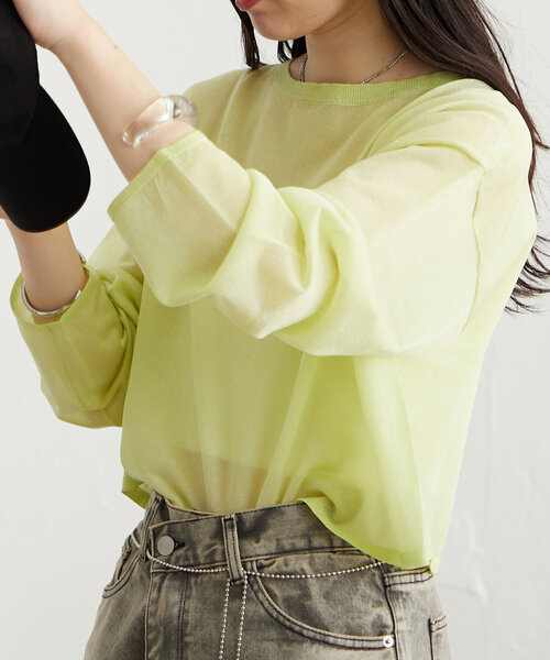 mystic（ミスティック）の「newシアーニットプルオーバー（ニット/セーター・レディース・レッド/ブルー/グリーン/アイボリー・FREE）」の15枚目の写真