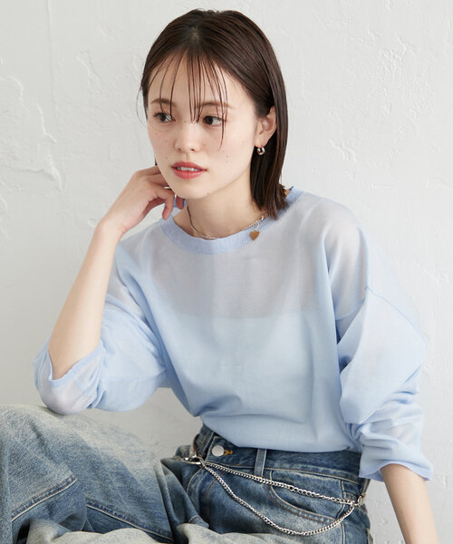 mystic（ミスティック）の「newシアーニットプルオーバー（ニット/セーター・レディース・レッド/ブルー/グリーン/アイボリー・FREE）」の9枚目の写真