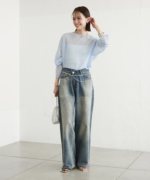 mystic（ミスティック）の「newシアーニットプルオーバー（ニット/セーター・レディース・レッド/ブルー/グリーン/アイボリー・FREE）」の8枚目の写真