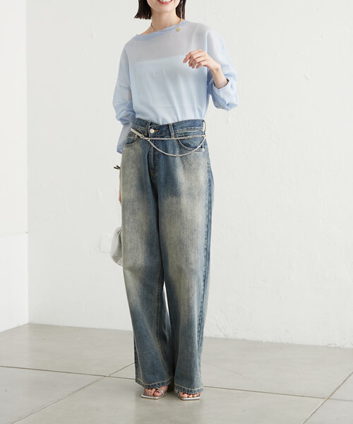 mystic（ミスティック）の「newシアーニットプルオーバー（ニット/セーター・レディース・レッド/ブルー/グリーン/アイボリー・FREE）」の7枚目の写真