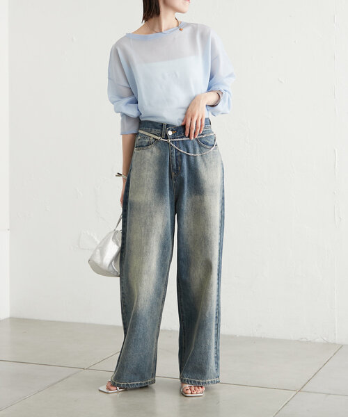 mystic（ミスティック）の「newシアーニットプルオーバー（ニット/セーター・レディース・レッド/ブルー/グリーン/アイボリー・FREE）」の6枚目の写真