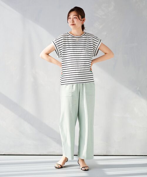 le.coeur blanc（ルクールブラン）の「ロールアップスリーブTシャツ（Tシャツ/カットソー・レディース・サックスブルー/オフホワイト/ピンク/ホワイト系その他/ダークグレー・38）」の10枚目の写真