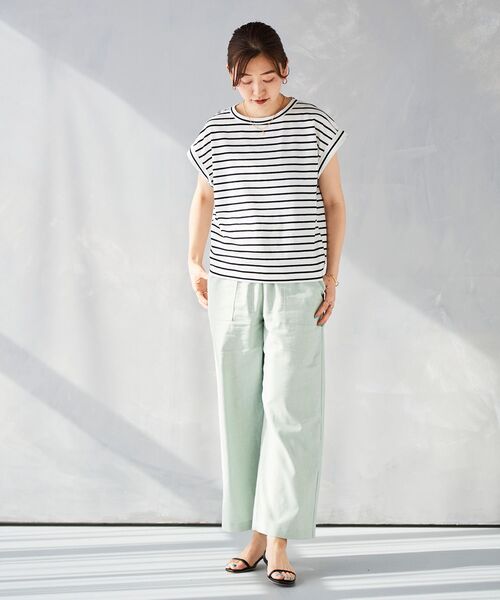 le.coeur blanc（ルクールブラン）の「ロールアップスリーブTシャツ（Tシャツ/カットソー・レディース・サックスブルー/オフホワイト/ピンク/ホワイト系その他/ダークグレー・38）」の11枚目の写真