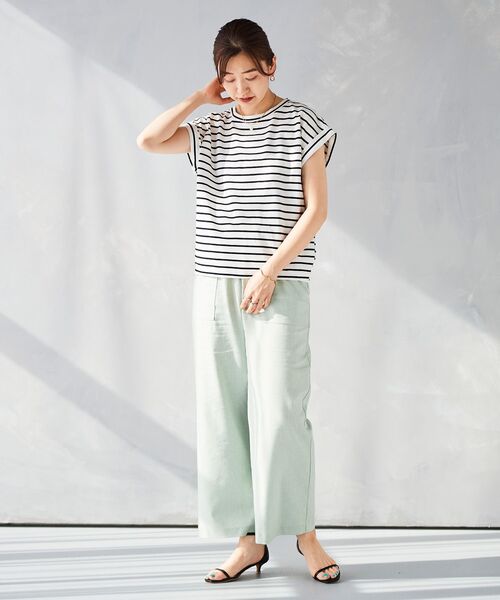 le.coeur blanc（ルクールブラン）の「ロールアップスリーブTシャツ（Tシャツ/カットソー・レディース・サックスブルー/オフホワイト/ピンク/ホワイト系その他/ダークグレー・38）」の13枚目の写真