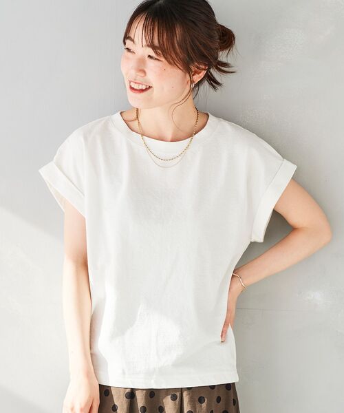 le.coeur blanc（ルクールブラン）の「ロールアップスリーブTシャツ（Tシャツ/カットソー・レディース・サックスブルー/オフホワイト/ピンク/ホワイト系その他/ダークグレー・38）」の15枚目の写真