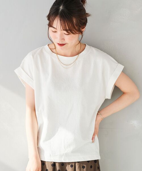 le.coeur blanc（ルクールブラン）の「ロールアップスリーブTシャツ（Tシャツ/カットソー・レディース・サックスブルー/オフホワイト/ピンク/ホワイト系その他/ダークグレー・38）」の18枚目の写真