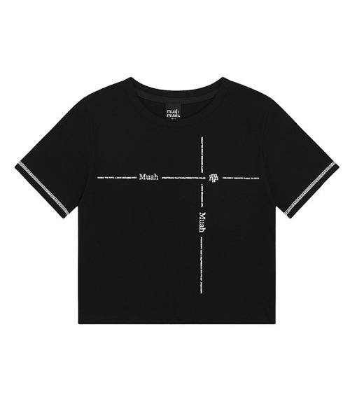 muahmuah(ムーアムーア)の「A'GEM/9 × .kom 『muah muah/ムーアムーア』 LINEGRAPHICHALFT-SHIRT/ライン ハーフグラフィック半袖カットソー(Tシャツ/カットソー・レディース・ホワイト/ブラック・FREE)」の14枚目の写真