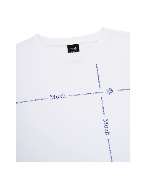 muahmuah(ムーアムーア)の「A'GEM/9 × .kom 『muah muah/ムーアムーア』 LINEGRAPHICHALFT-SHIRT/ライン ハーフグラフィック半袖カットソー(Tシャツ/カットソー・レディース・ホワイト/ブラック・FREE)」の15枚目の写真