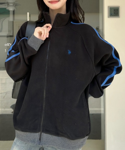 U.S. POLO ASSN.(ユーエスポロアッスン)の「Ada. / U.S. POLO ASSN.ユーエスポロアッスン ラインデザインフリーストラックジャケット(ブルゾン・レディース・ブラック/ベージュ/ネイビー/グレー/カーキ/アイボリー・M/L/S)」の3枚目の写真