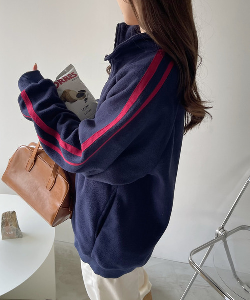 U.S. POLO ASSN.(ユーエスポロアッスン)の「Ada. / U.S. POLO ASSN.ユーエスポロアッスン ラインデザインフリーストラックジャケット(ブルゾン・レディース・ブラック/ベージュ/ネイビー/グレー/カーキ/アイボリー・M/L/S)」の12枚目の写真