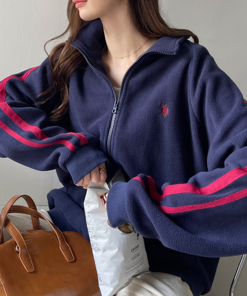 U.S. POLO ASSN.(ユーエスポロアッスン)の「Ada. / U.S. POLO ASSN.ユーエスポロアッスン ラインデザインフリーストラックジャケット(ブルゾン・レディース・ブラック/ベージュ/ネイビー/グレー/カーキ/アイボリー・M/L/S)」の11枚目の写真