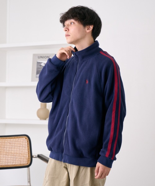 【US POLO ASSN track jacket ベロア ブルー 古着】 US POLO ASSN track jacketベロアブルー古着】