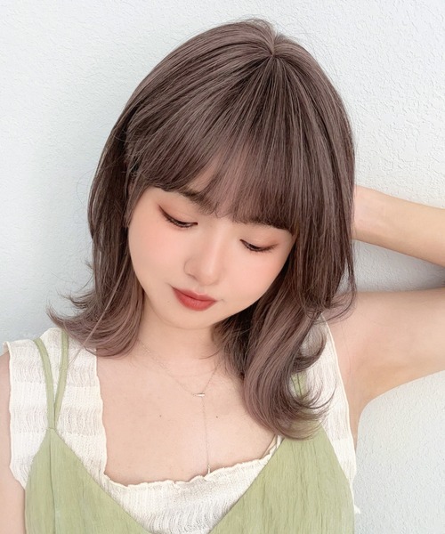 【セール】「 イヤリングカラー コフレミディ 」 ウィッグ レディース ミディアム 自然 フルウィッグ ウイッグ インナーカラー（ウィッグ）｜Brightlele（ブライトララ）