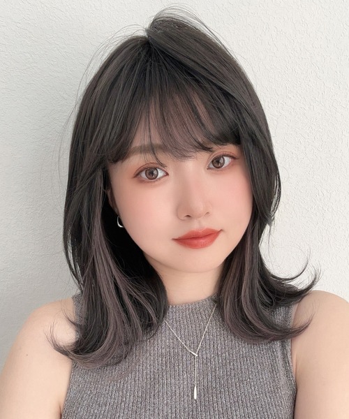【セール】「 イヤリングカラー コフレミディ 」 ウィッグ レディース ミディアム 自然 フルウィッグ ウイッグ インナーカラー（ウィッグ）｜Brightlele（ブライトララ）