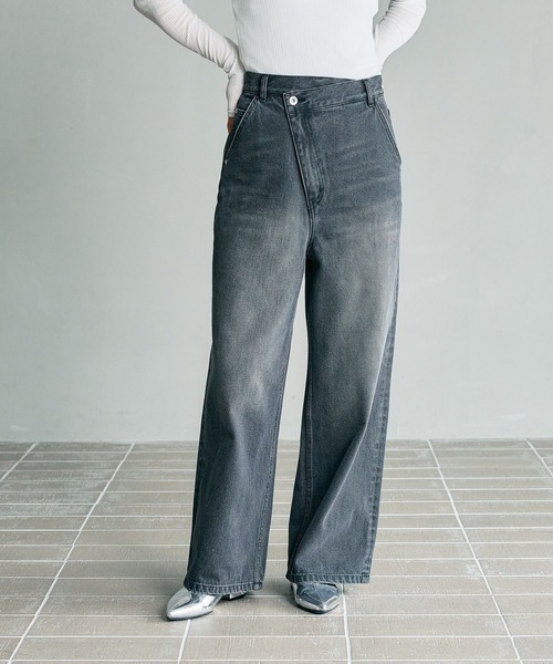 LEPSIM(レプシィム)の「【FOR I SERIES】アシメワイドデニムパンツ 132471(デニムパンツ・レディース・ブルー/ダークグレー・MEDIUM/SMALL)」の4枚目の写真