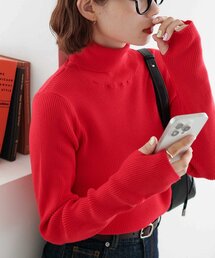 【WEB限定】フィンガーホールリブタートルニット