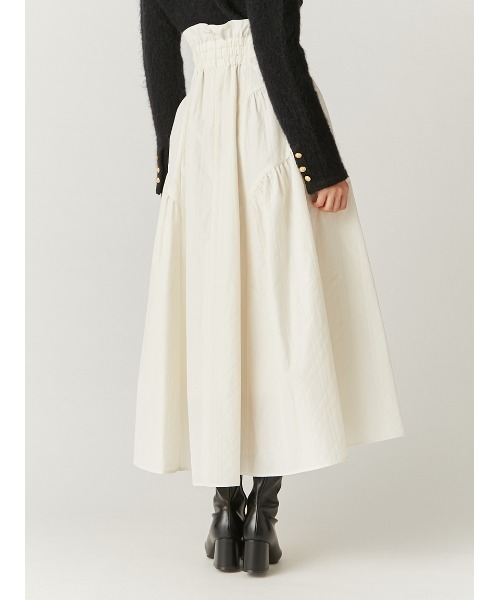 FRAY I.D キルティングジャガードギャザースカート ホワイト FRAY I.D（フレイアイディー）の「キルティングジャガード