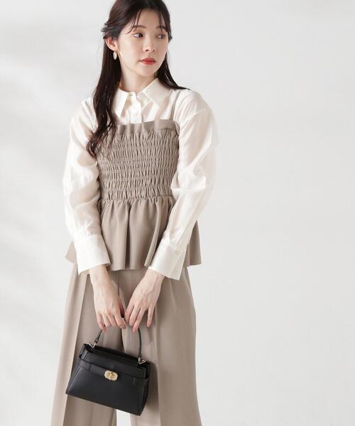 PROPORTION BODY DRESSING(プロポーションボディドレッシング)の「シャーリングビスチェ / 1214210809(シャツ/ブラウス・レディース・ダークグレー/パープル/ベージュ・SMALL/MEDIUM)」の2枚目の写真
