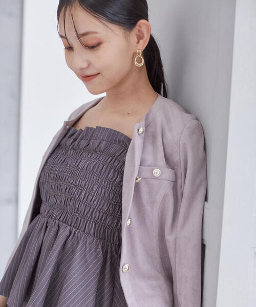 PROPORTION BODY DRESSING(プロポーションボディドレッシング)の「シャーリングビスチェ / 1214210809(シャツ/ブラウス・レディース・ダークグレー/パープル/ベージュ・SMALL/MEDIUM)」の6枚目の写真