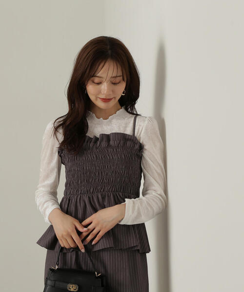 PROPORTION BODY DRESSING(プロポーションボディドレッシング)の「シャーリングビスチェ / 1214210809(シャツ/ブラウス・レディース・ダークグレー/パープル/ベージュ・SMALL/MEDIUM)」の13枚目の写真