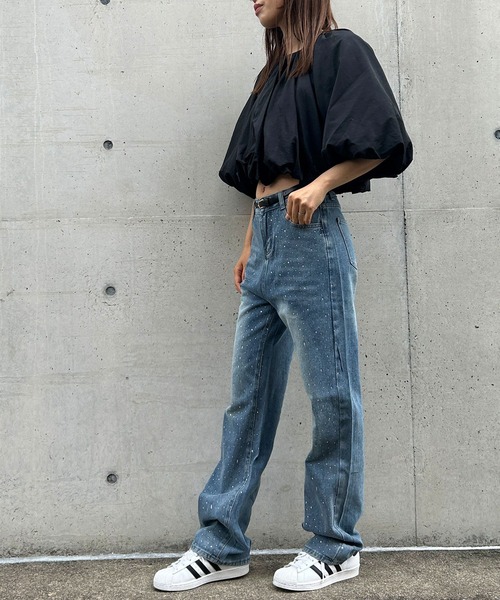 bohmal(ボマール)の「【M~3L展開】ラインストーン付きルーズデニムパンツ(デニムパンツ・レディース・ブルー・3L/LL/LARGE/MEDIUM)」の11枚目の写真