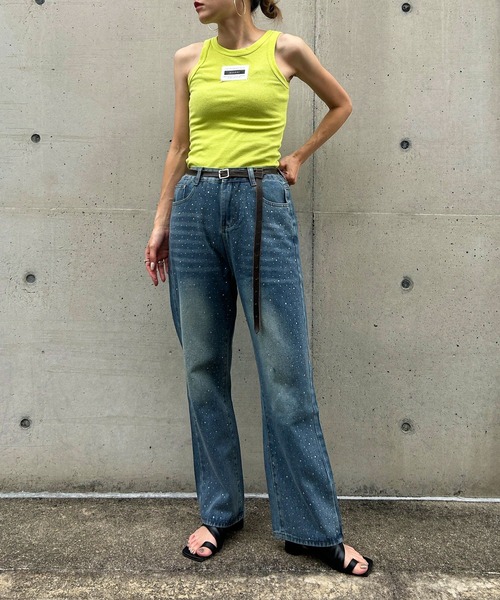 bohmal(ボマール)の「【M~3L展開】ラインストーン付きルーズデニムパンツ(デニムパンツ・レディース・ブルー・3L/LL/LARGE/MEDIUM)」の3枚目の写真