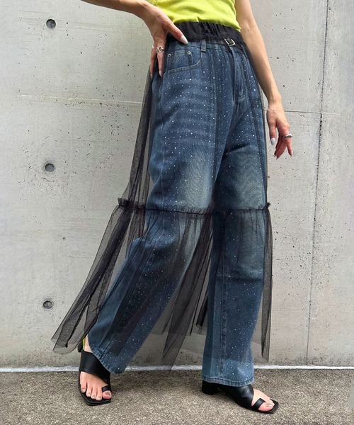 bohmal(ボマール)の「【M~3L展開】ラインストーン付きルーズデニムパンツ(デニムパンツ・レディース・ブルー・3L/LL/LARGE/MEDIUM)」の6枚目の写真