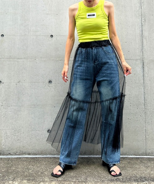 bohmal(ボマール)の「【M~3L展開】ラインストーン付きルーズデニムパンツ(デニムパンツ・レディース・ブルー・3L/LL/LARGE/MEDIUM)」の7枚目の写真