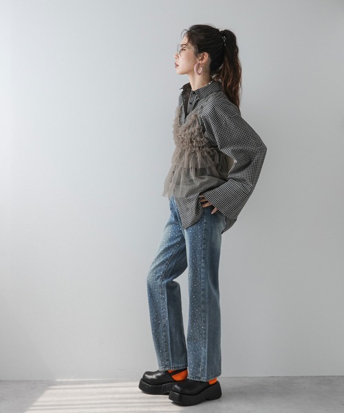 bohmal(ボマール)の「【M~3L展開】ラインストーン付きルーズデニムパンツ(デニムパンツ・レディース・ブルー・3L/LL/LARGE/MEDIUM)」の13枚目の写真